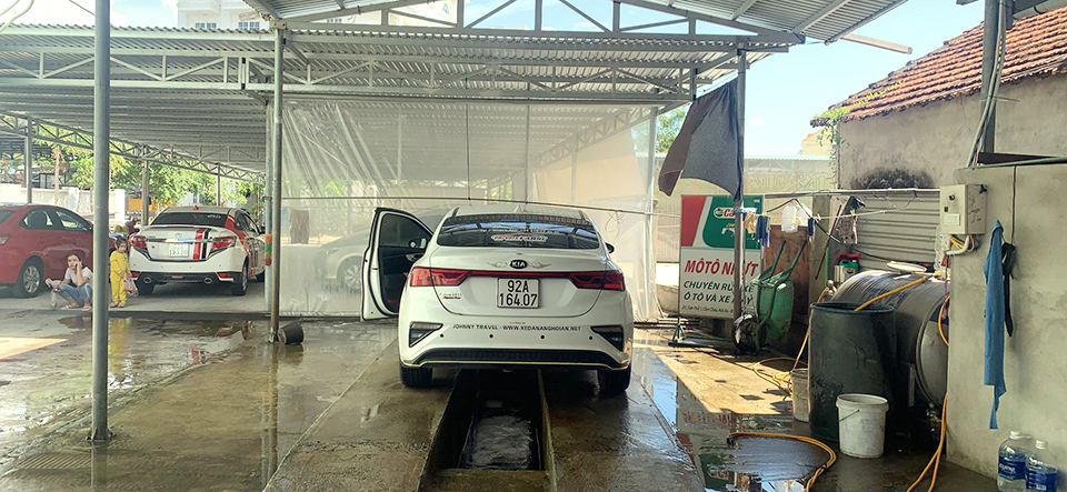 Perform cleaning outside the car